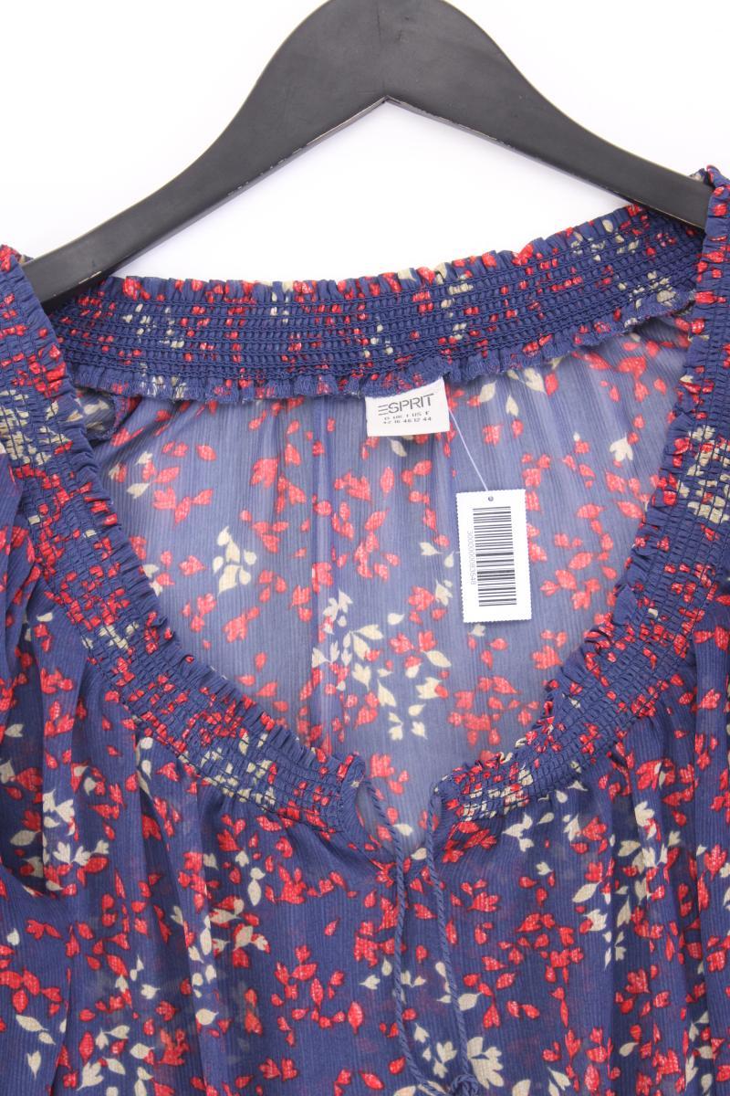 Esprit Chiffonbluse Gr. 42 mit Blumenmuster Langarm blau