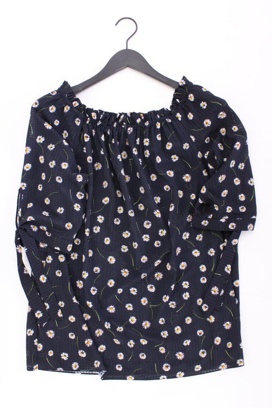 estelle jolie Regular Bluse Gr. 44 mit Blumenmuster 3/4 Ärmel blau aus Polyester