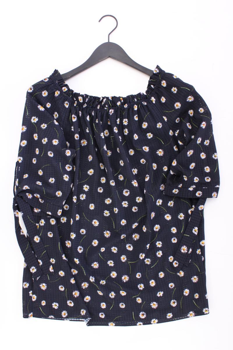 estelle jolie Regular Bluse Gr. 44 mit Blumenmuster 3/4 Ärmel blau aus Polyester
