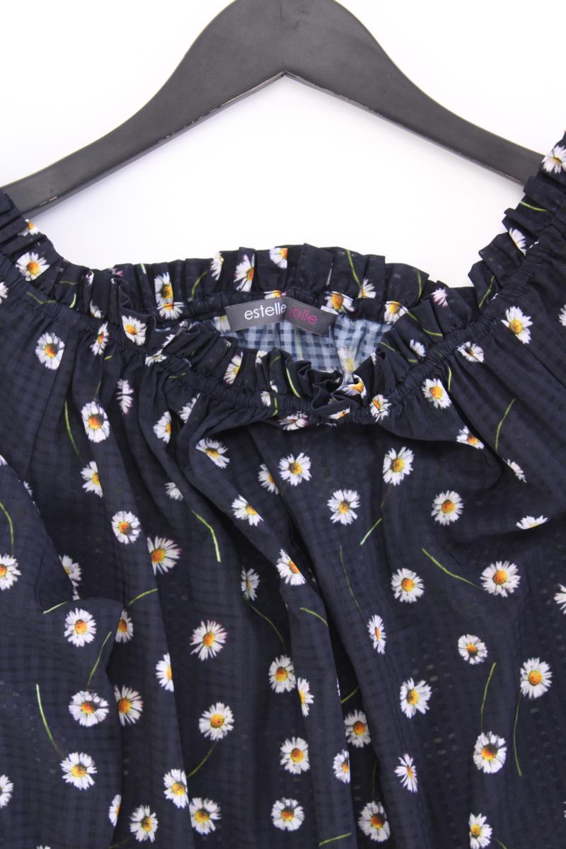 estelle jolie Regular Bluse Gr. 44 mit Blumenmuster 3/4 Ärmel blau aus Polyester