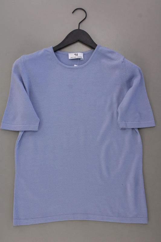 Peter Hahn Strickshirt aus Wolle Gr. 40 Kurzarm blau