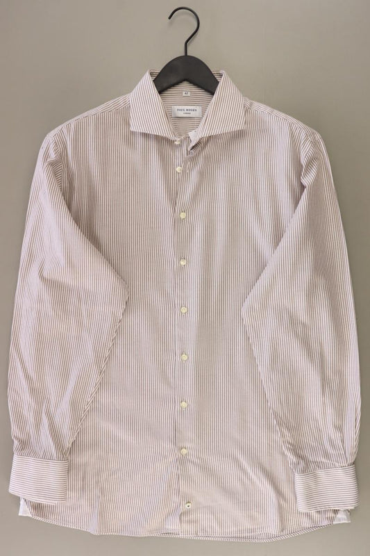 Paul Rosen Langarmhemd für Herren Gr. Hemdgröße 42 gestreift braun aus Baumwolle