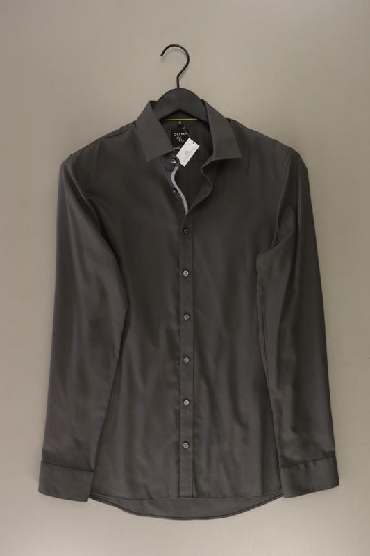 Olymp Langarmhemd für Herren Gr. Hemdgröße 40 grau aus Baumwolle