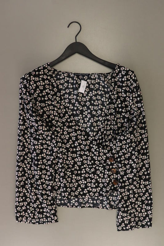 Abercrombie & Fitch Langarmbluse Gr. XL mit Blumenmuster schwarz aus Viskose
