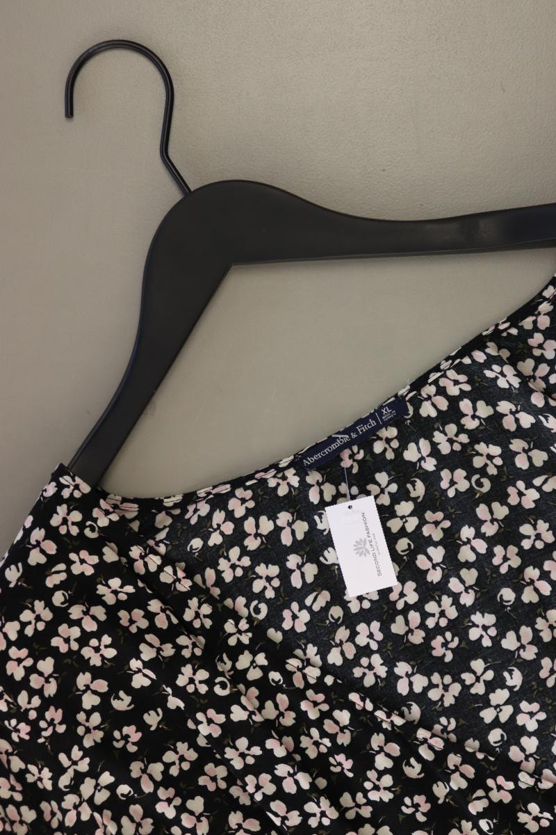 Abercrombie & Fitch Langarmbluse Gr. XL mit Blumenmuster schwarz aus Viskose