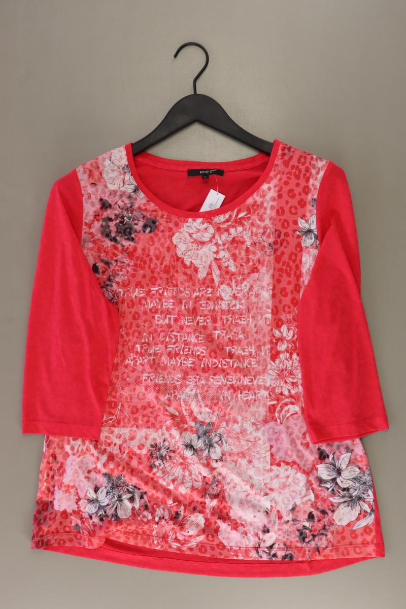 Bonita Printshirt Gr. XL mit Blumenmuster 3/4 Ärmel rot