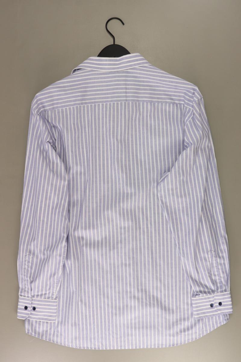 Eterna Langarmhemd für Herren Gr. Hemdgröße 45 gestreift blau aus Baumwolle