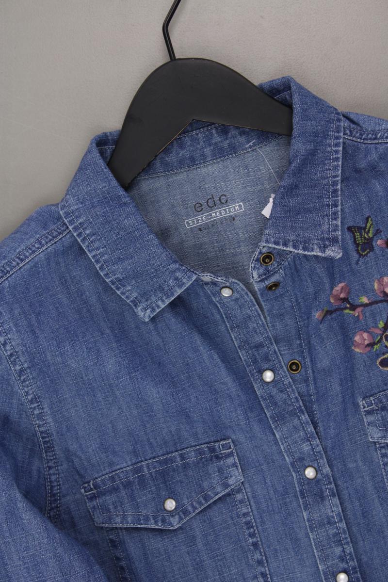 edc by Esprit Jeansbluse Gr. M Langarm blau aus Baumwolle