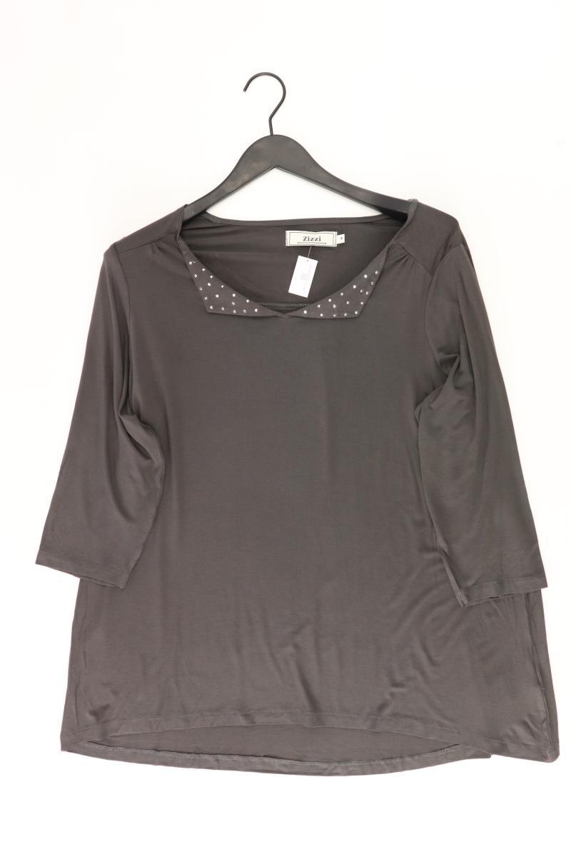 Zizzi Shirt mit V-Ausschnitt Gr. M 3/4 Ärmel grau aus Viskose
