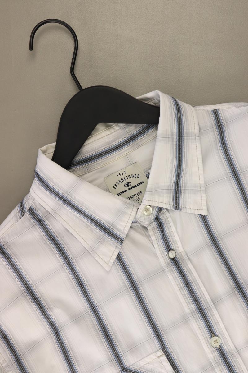 Tom Tailor Karohemd für Herren Gr. XXL kariert Langarm weiß aus Baumwolle