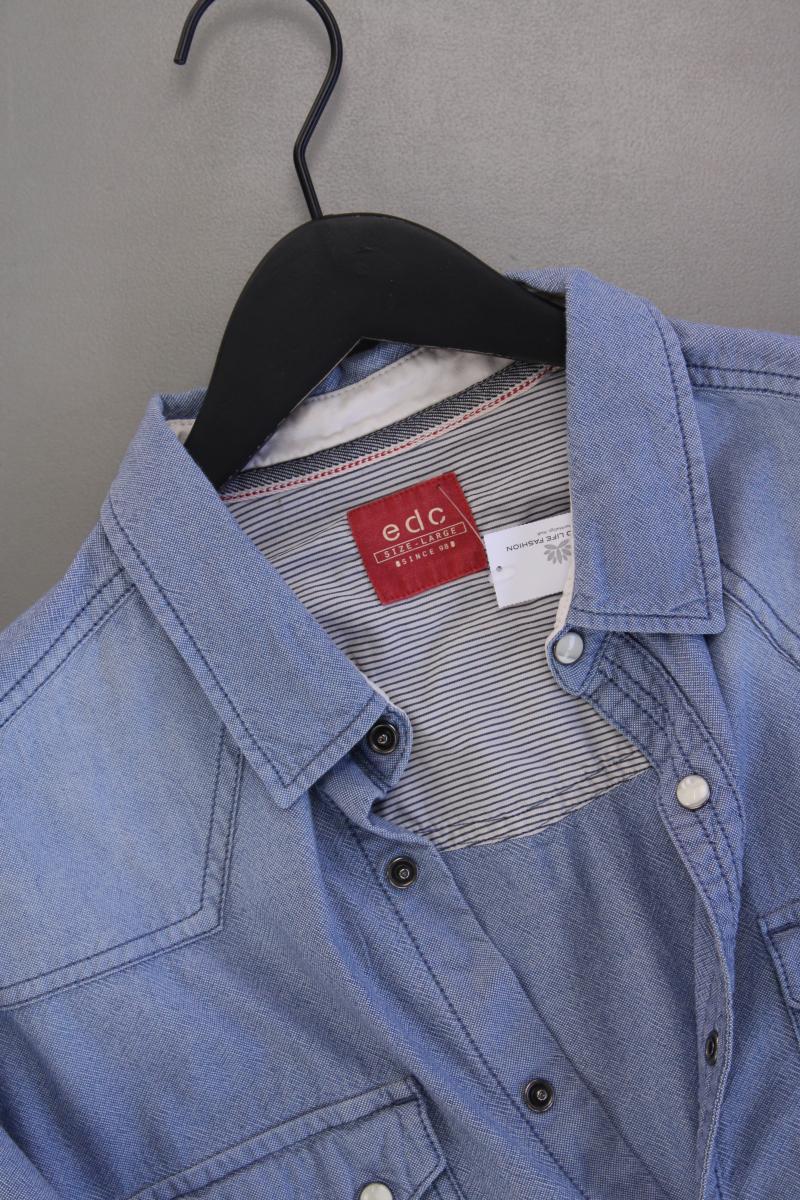 edc by Esprit Langarmhemd für Herren Gr. L neuwertig blau aus Baumwolle
