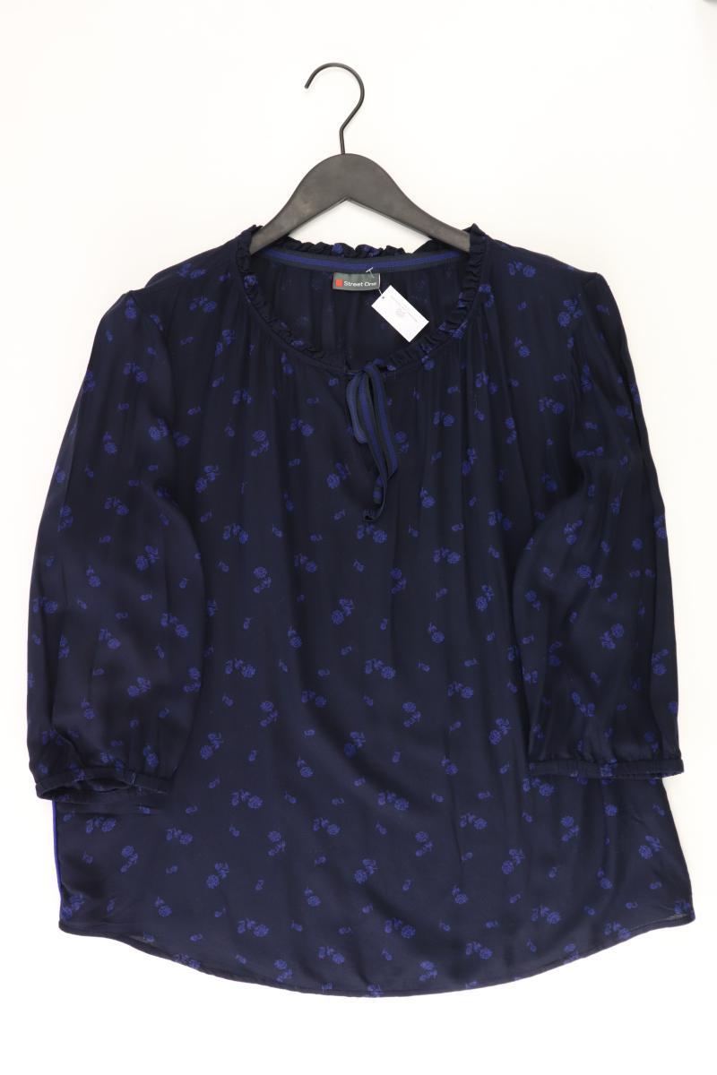 Street One Rüschenbluse Gr. 44 mit Blumenmuster neuwertig 3/4 Ärmel blau