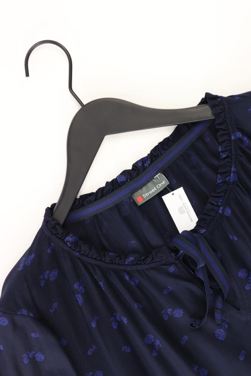 Street One Rüschenbluse Gr. 44 mit Blumenmuster neuwertig 3/4 Ärmel blau