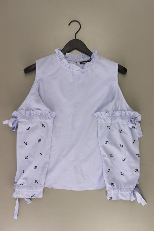 BOOHOO Rüschenbluse Gr. 40 gestreift Langarm blau aus Polyester
