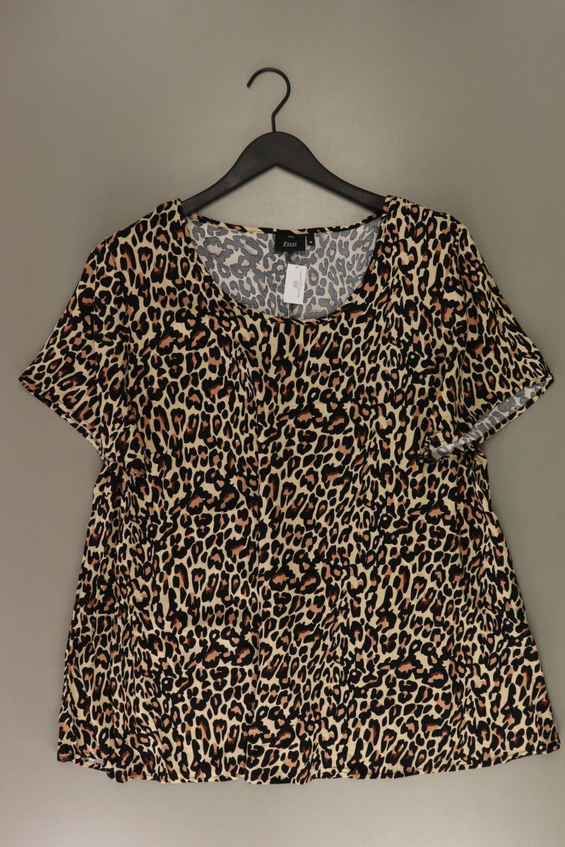 Zizzi Printshirt Gr. 46/48 mit Tierdruck Kurzarm braun aus Viskose