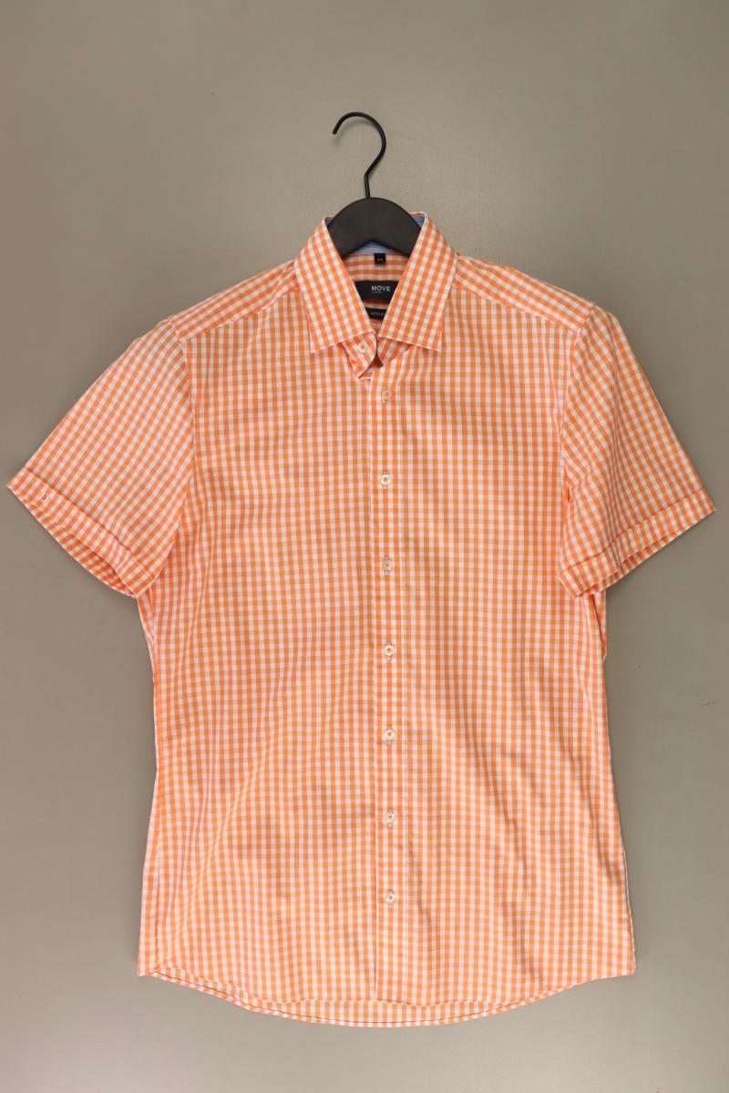 Digel Karohemd für Herren Gr. Hemdgröße 39 kariert Kurzarm orange aus Baumwolle
