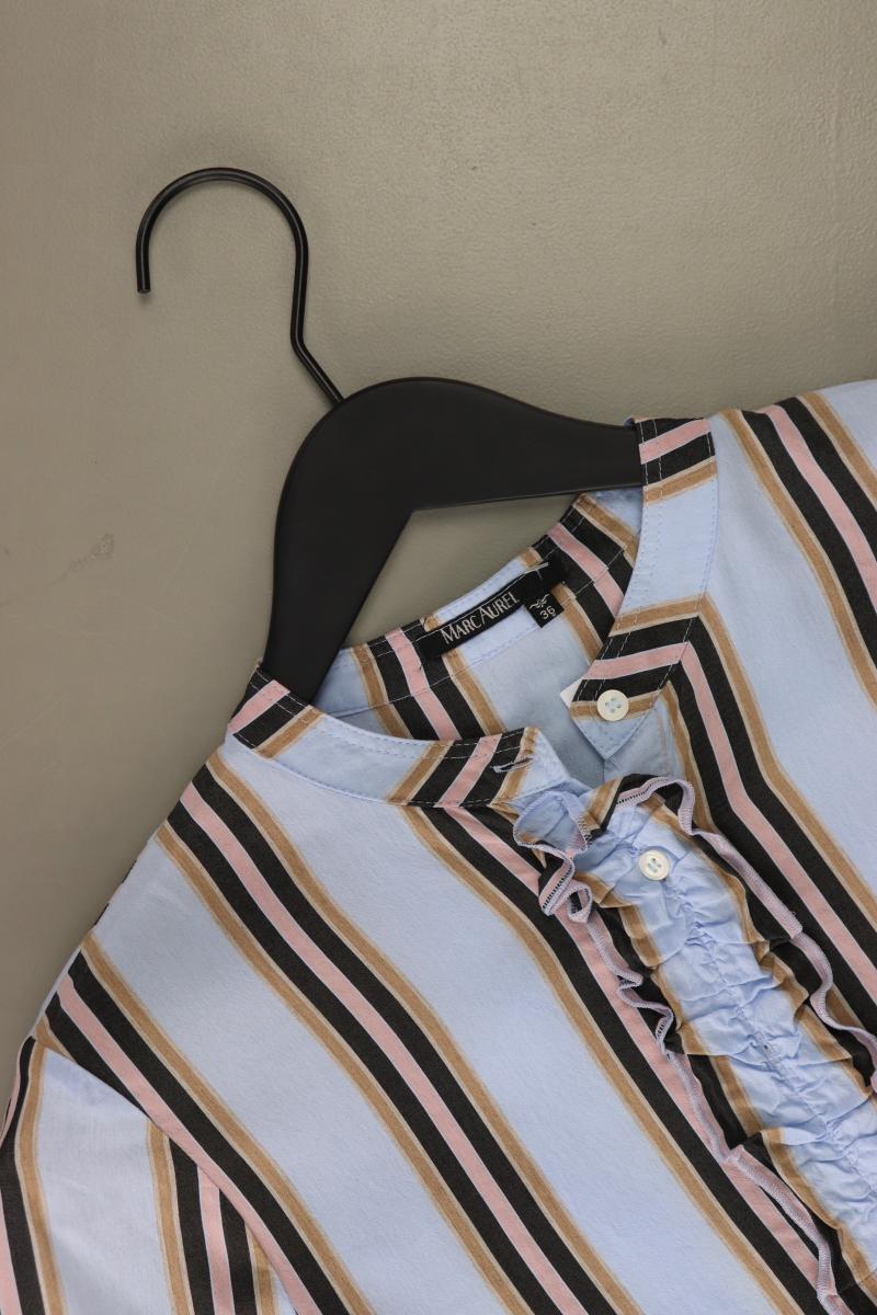 Marc Aurel Rüschenbluse Gr. 36 gestreift Langarm blau aus Viskose