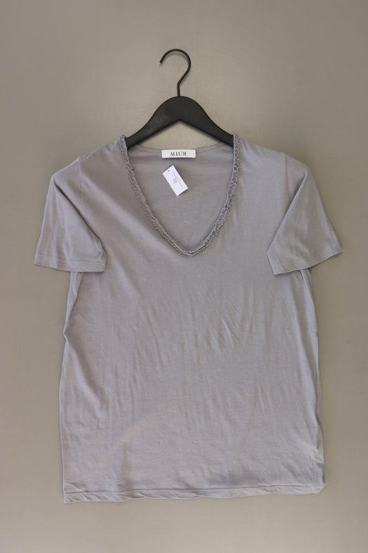 Allude Shirt mit V-Ausschnitt Gr. L Kurzarm grau aus Baumwolle