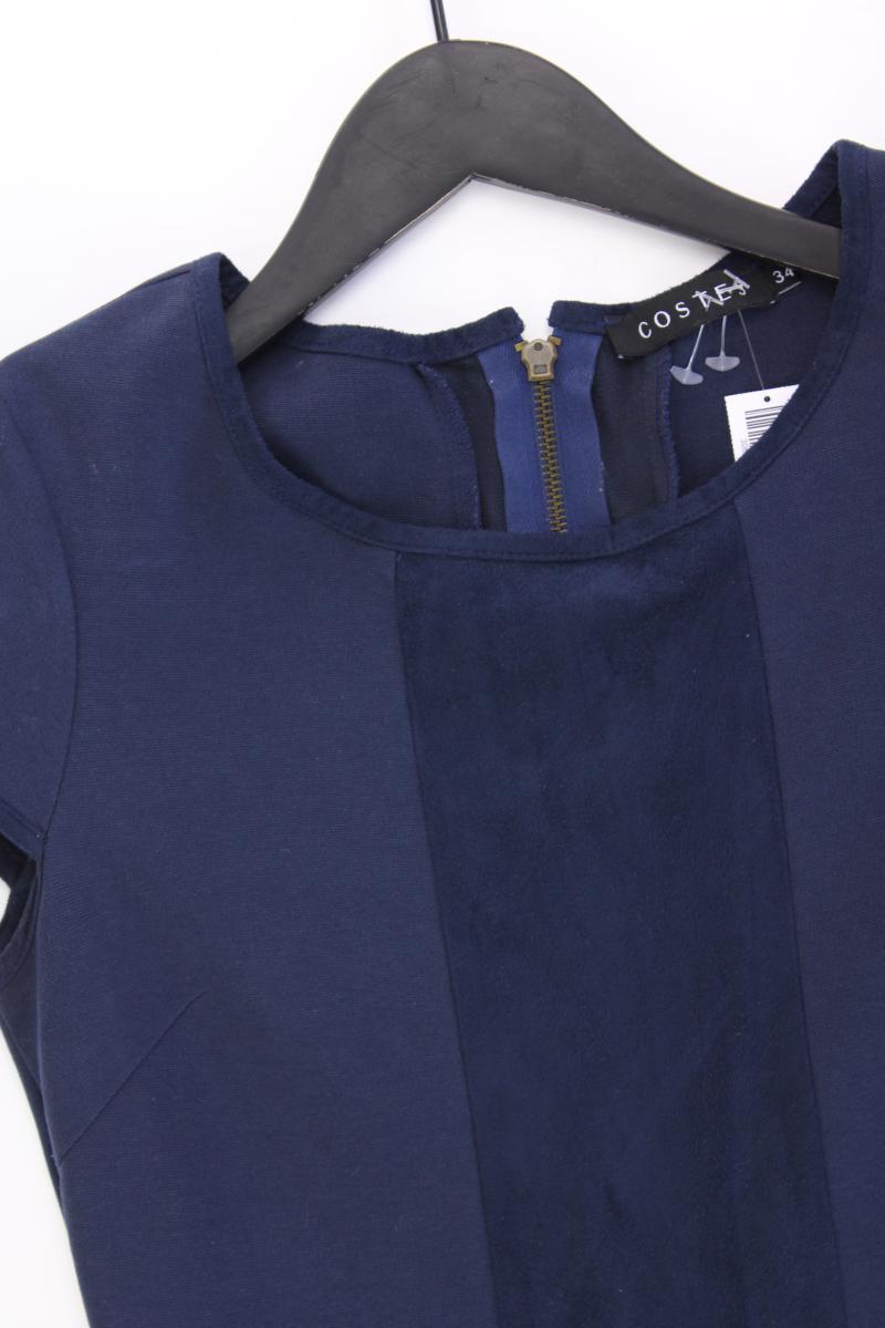 COSTES Etuikleid Gr. 34 Kurzarm blau aus Baumwolle