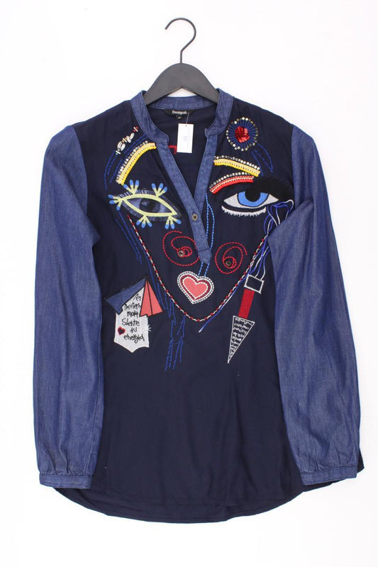 Desigual Langarmbluse Gr. M neuwertig blau aus Viskose