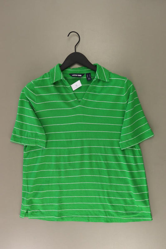 Lands' End Poloshirt Gr. M gestreift Kurzarm grün aus Baumwolle