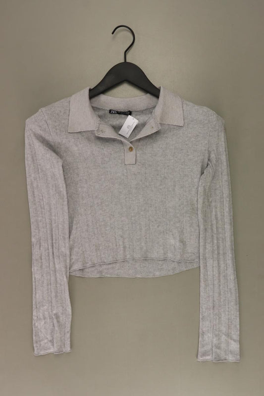 Zara Cropped Shirt Gr. S Langarm grau aus Viskose