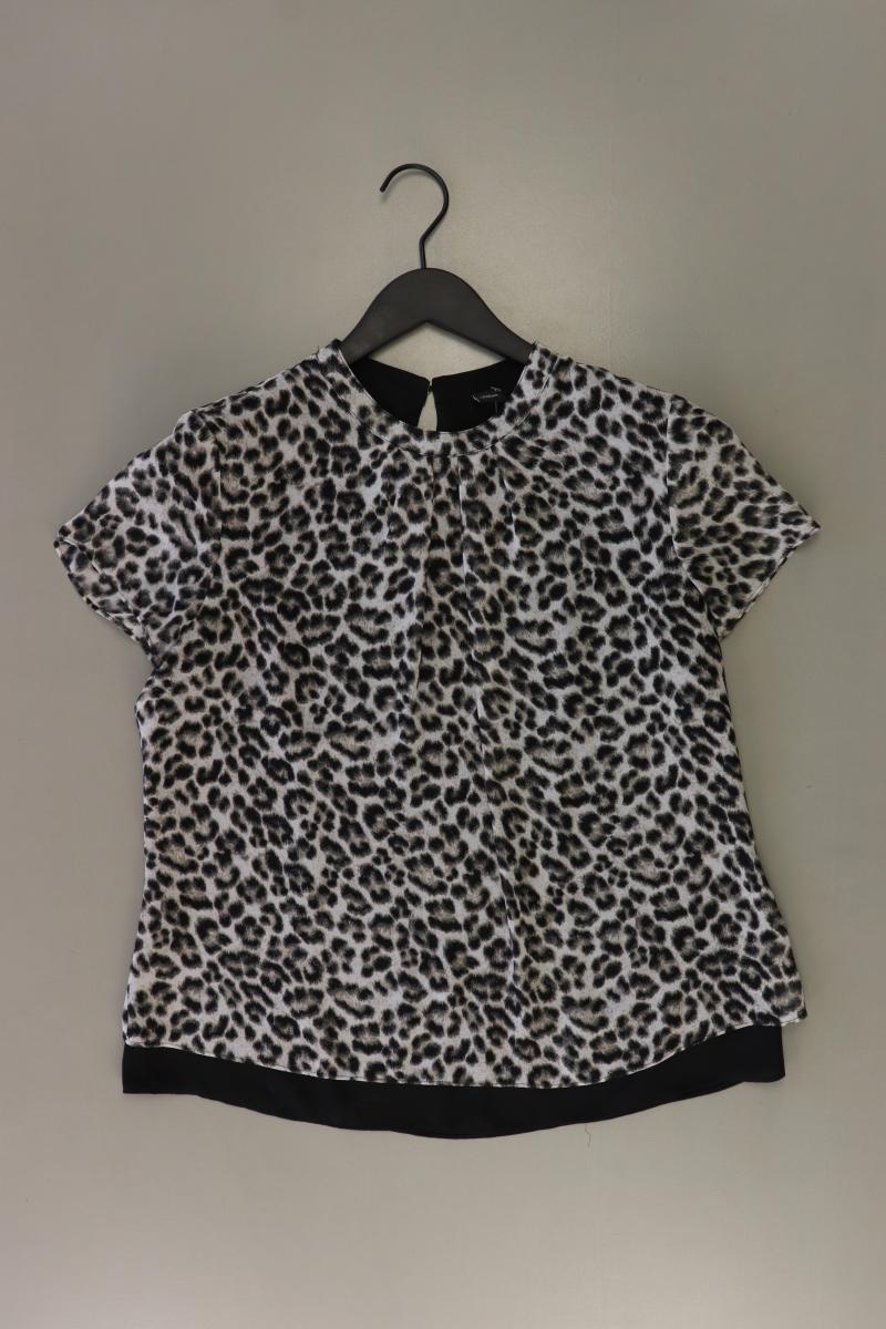 s.Oliver Kurzarmbluse Gr. 38 mit Tierdruck grau aus Polyester