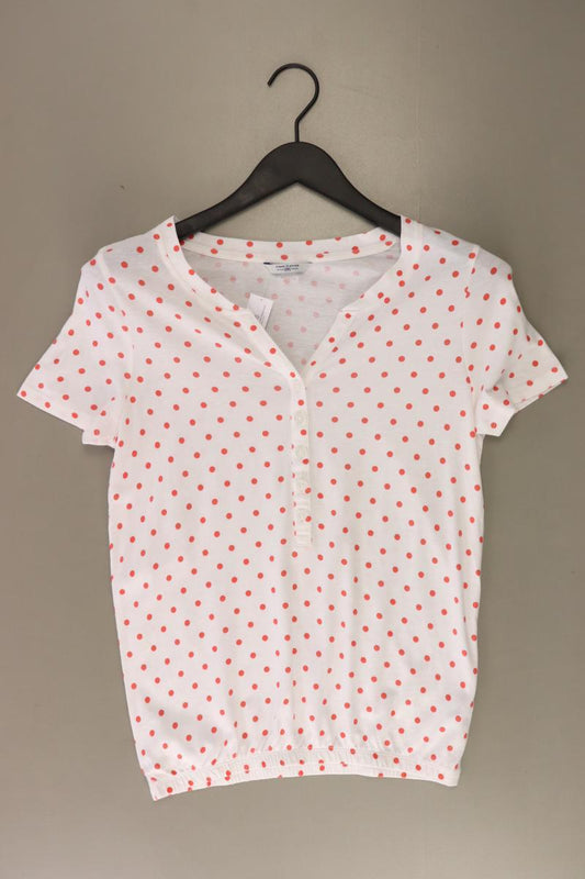 Tom Tailor Shirt mit V-Ausschnitt Gr. 32/34 gepunktet Kurzarm weiß aus Baumwolle