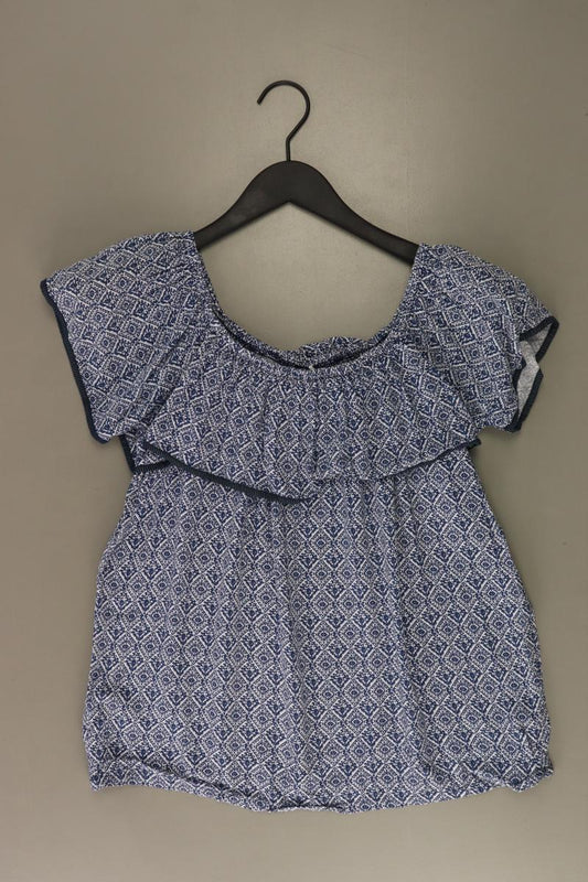 Jacqueline de Yong Kurzarmbluse Gr. 36 mit Carmen-Ausschnitt blau aus Baumwolle