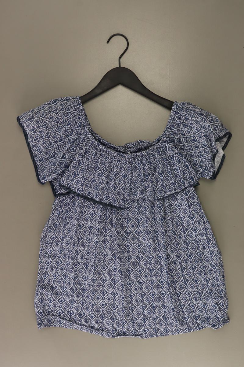 Jacqueline de Yong Kurzarmbluse Gr. 36 mit Carmen-Ausschnitt blau aus Baumwolle