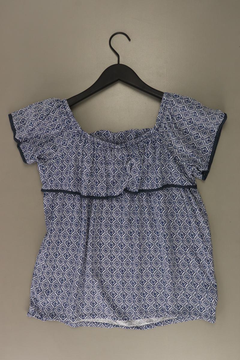 Jacqueline de Yong Kurzarmbluse Gr. 36 mit Carmen-Ausschnitt blau aus Baumwolle