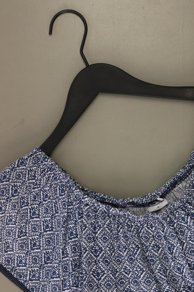Jacqueline de Yong Kurzarmbluse Gr. 36 mit Carmen-Ausschnitt blau aus Baumwolle