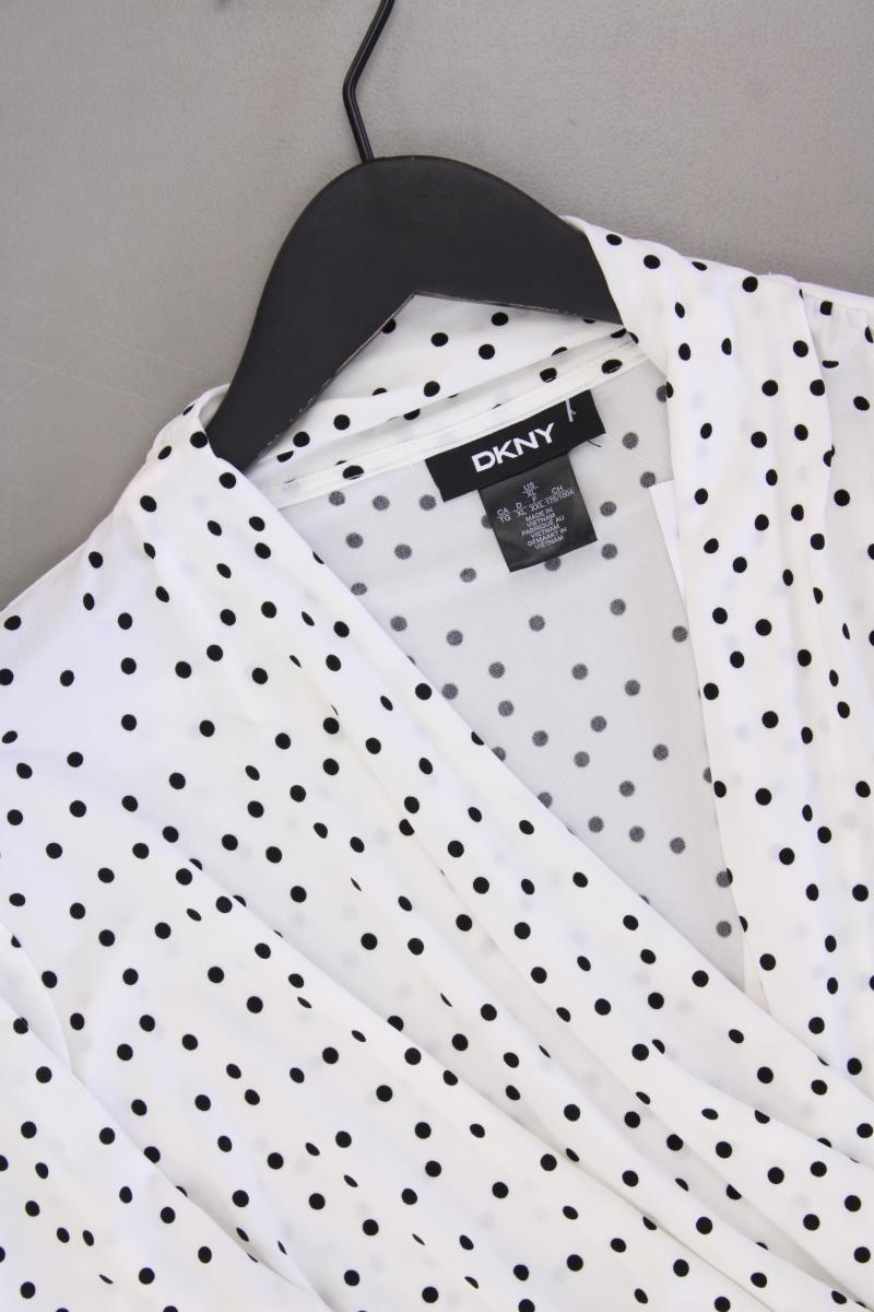 DKNY Shirt mit V-Ausschnitt Gr. XL gepunktet 3/4 Ärmel creme aus Polyester