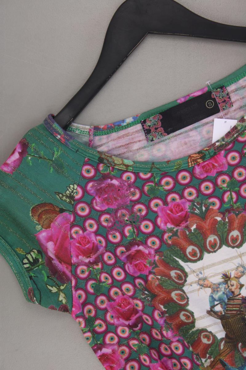 Desigual Kurzarmkleid Gr. S mit Blumenmuster mit Gürtel mehrfarbig
