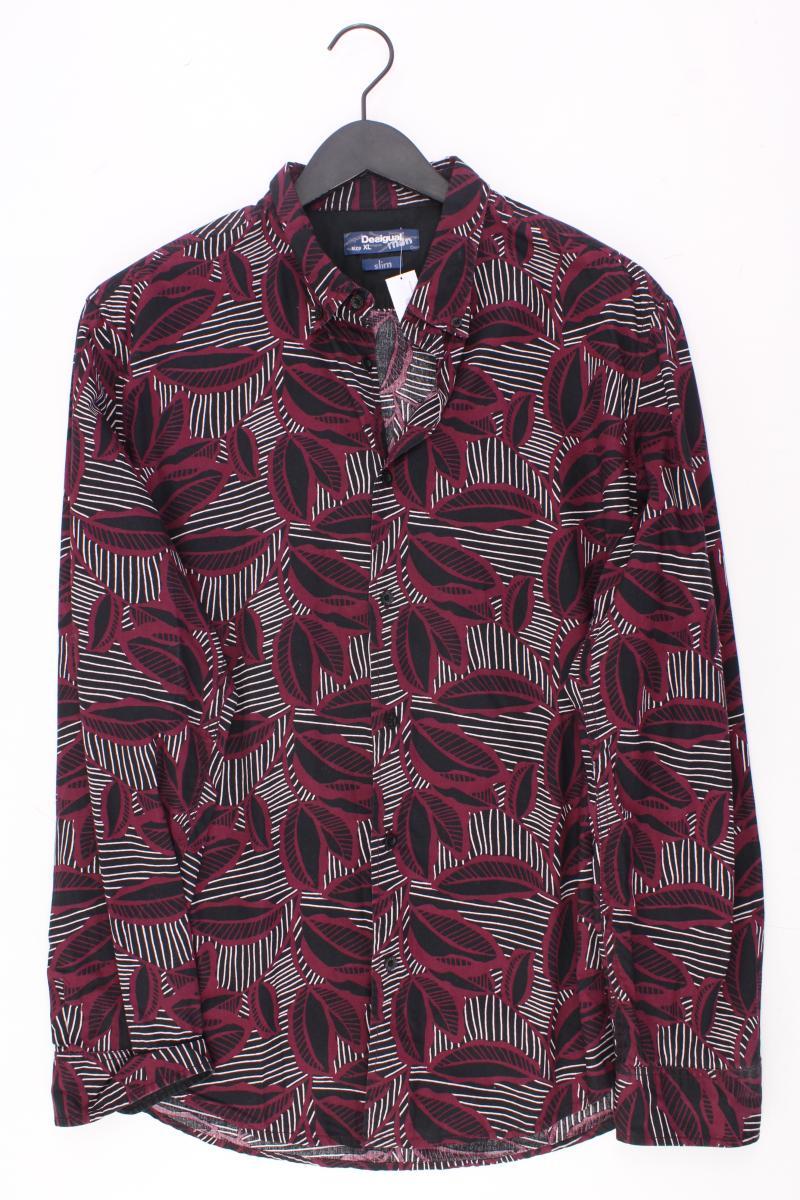 Desigual Langarmhemd für Herren Gr. XL mit Blumenmuster lila aus Baumwolle