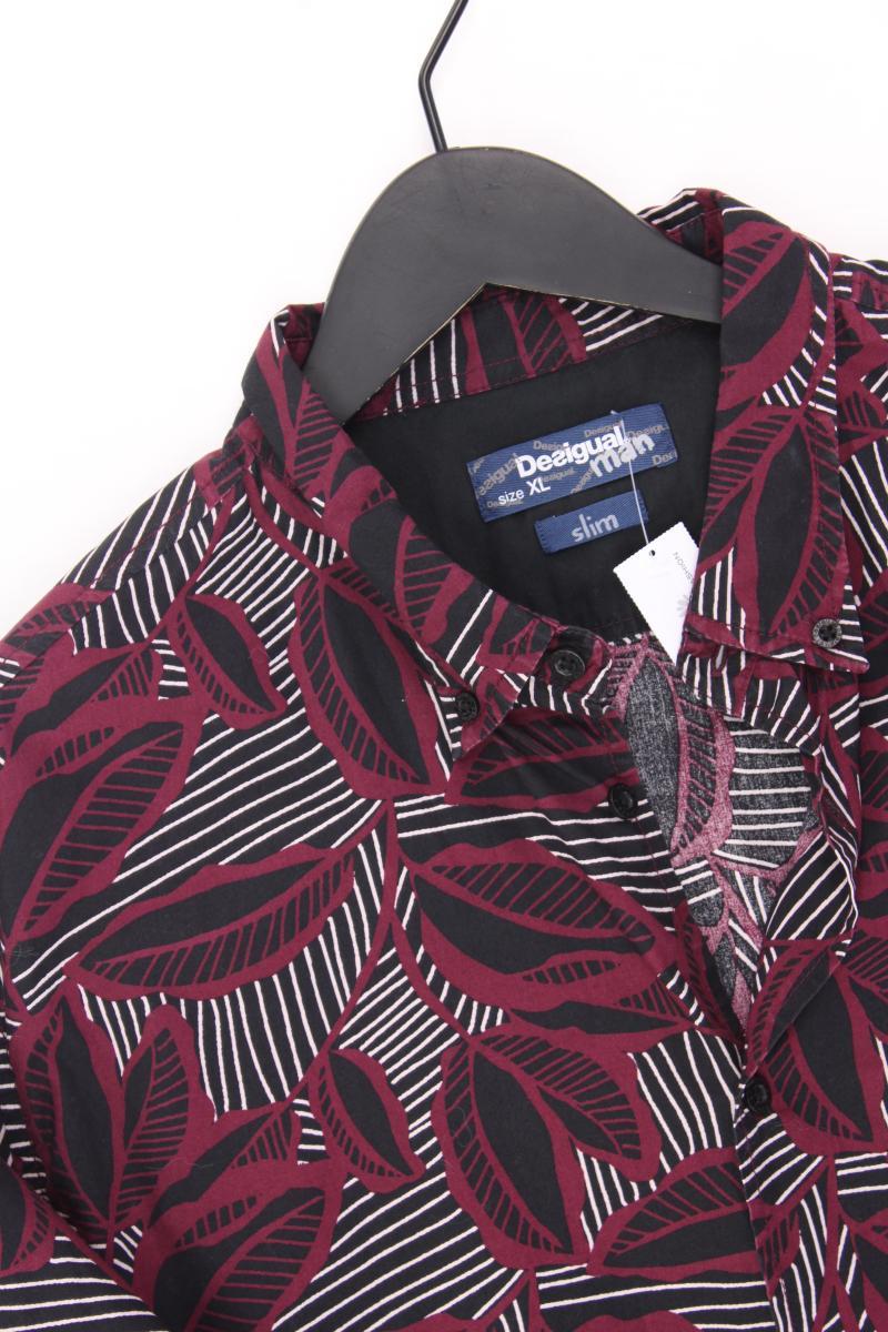 Desigual Langarmhemd für Herren Gr. XL mit Blumenmuster lila aus Baumwolle