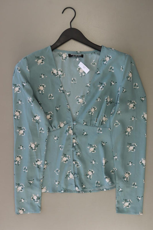 Fashion Union Bluse Gr. 38 mit Blumenmuster Langarm blau aus Polyester
