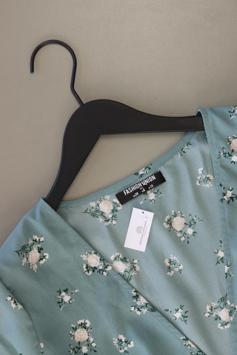 Fashion Union Bluse Gr. 38 mit Blumenmuster Langarm blau aus Polyester