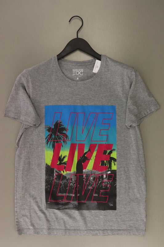 edc by Esprit Printshirt für Herren Gr. M Kurzarm grau aus Baumwolle