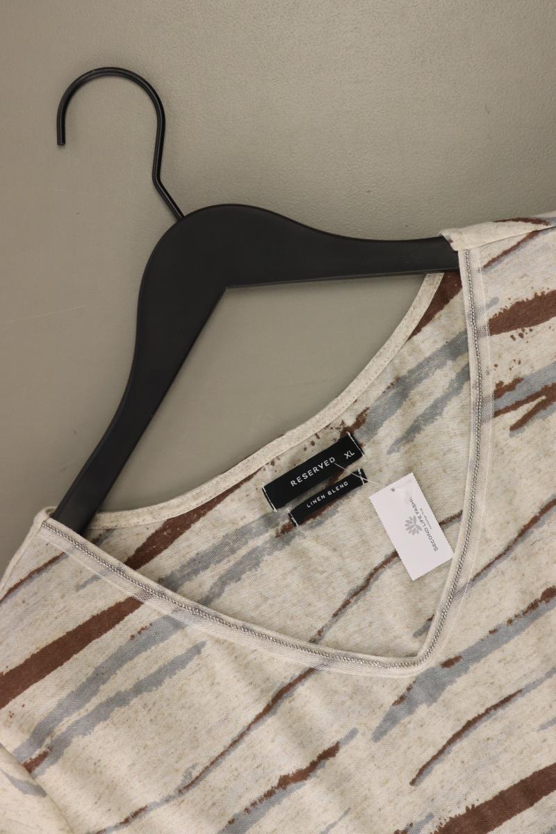 Reserved Shirt mit V-Ausschnitt Gr. XL Kurzarm grau aus Polyester