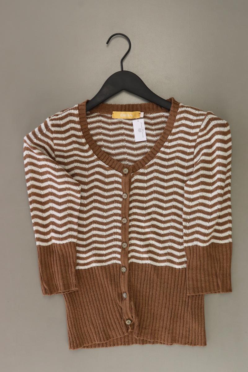 Biba Strickjacke Gr. 34 gestreift 3/4 Ärmel braun aus Polyacryl