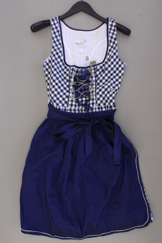 Marjo Dirndl mit Schürze Gr. 34 kariert Ärmellos blau aus Baumwolle