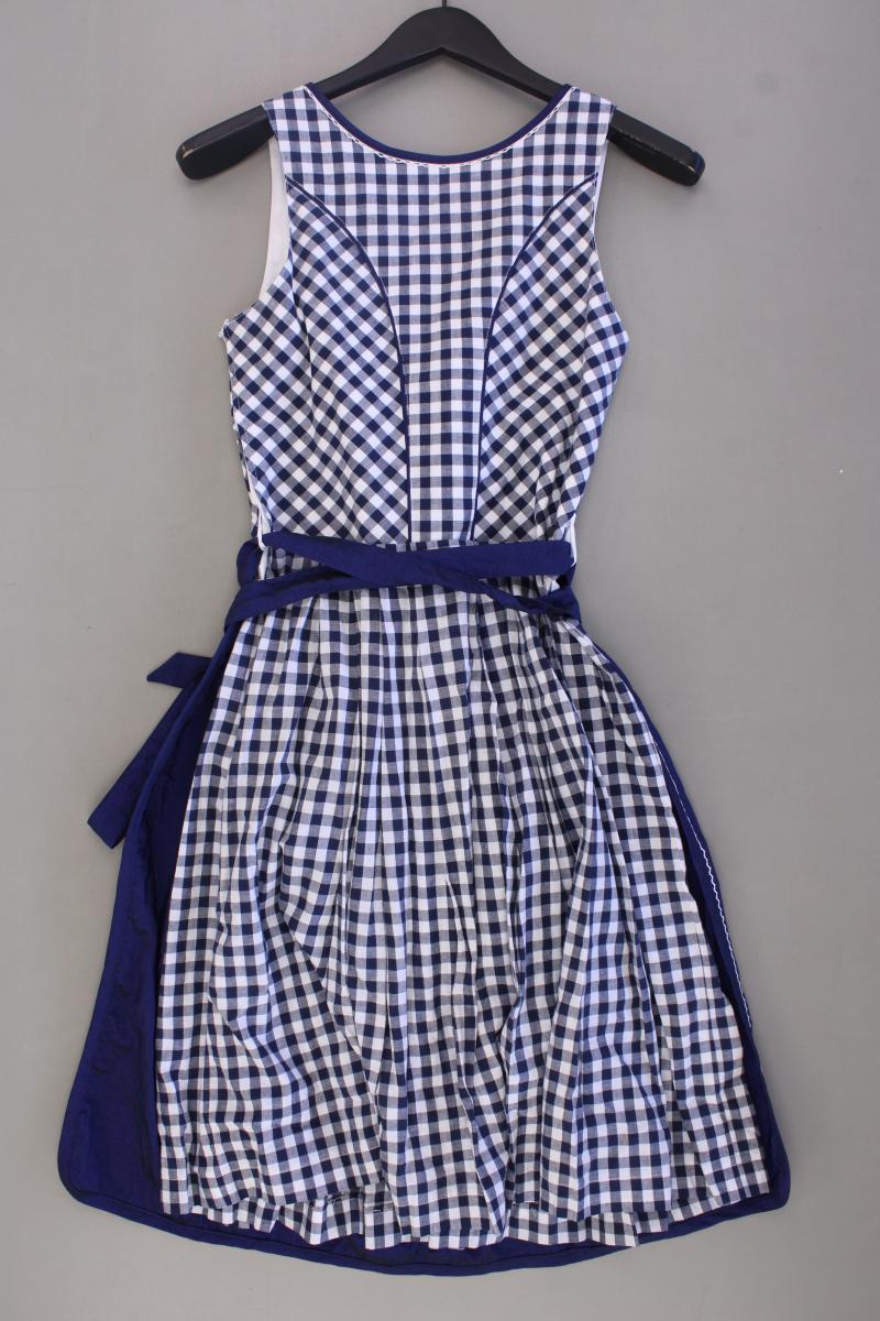 Marjo Dirndl mit Schürze Gr. 34 kariert Ärmellos blau aus Baumwolle