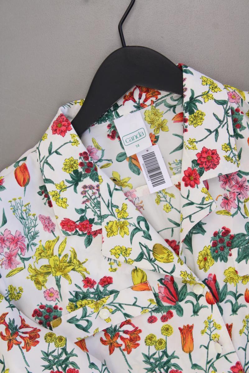 Canda Vintage Bluse Gr. US 14 (L) mit Blumenmuster Kurzarm mehrfarbig