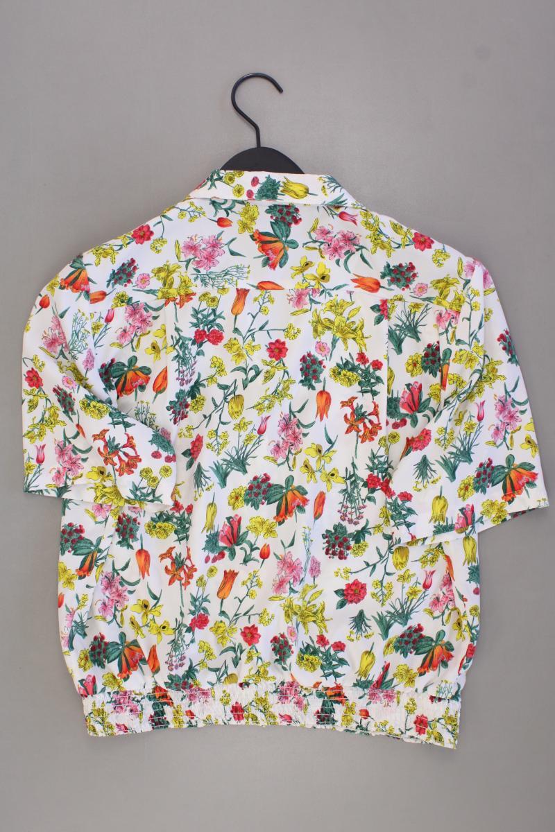 Canda Vintage Bluse Gr. US 14 (L) mit Blumenmuster Kurzarm mehrfarbig