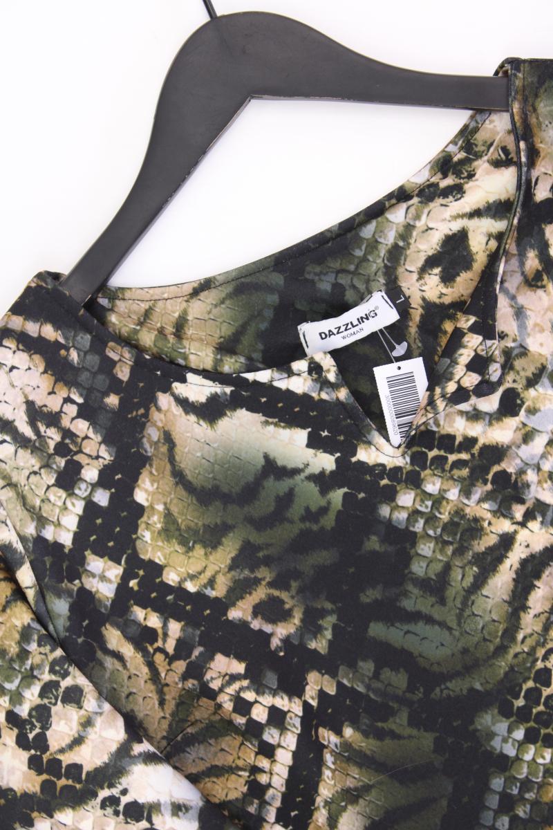 Midikleid Gr. L mit Tierdruck 3/4 Ärmel mehrfarbig aus Polyester