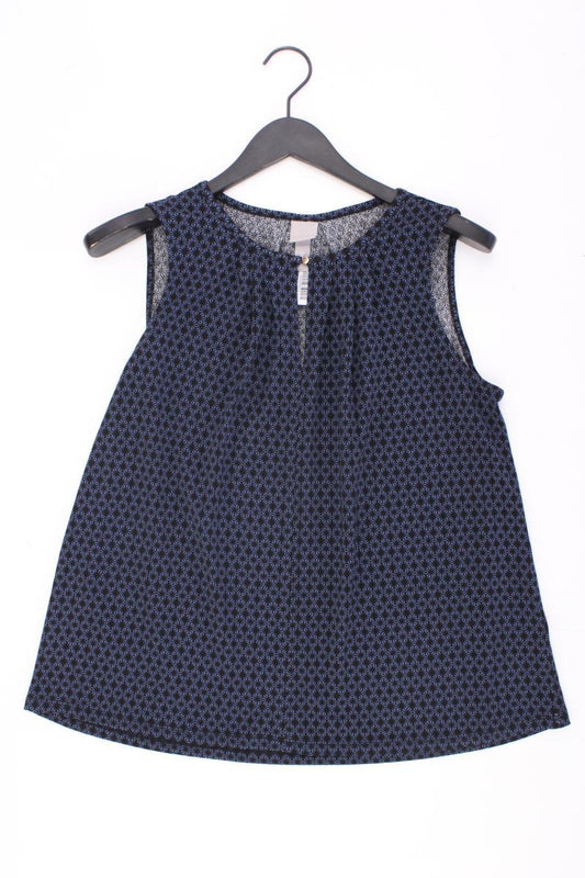 Ärmellose Bluse Gr. M geometrisches Muster blau aus Polyester