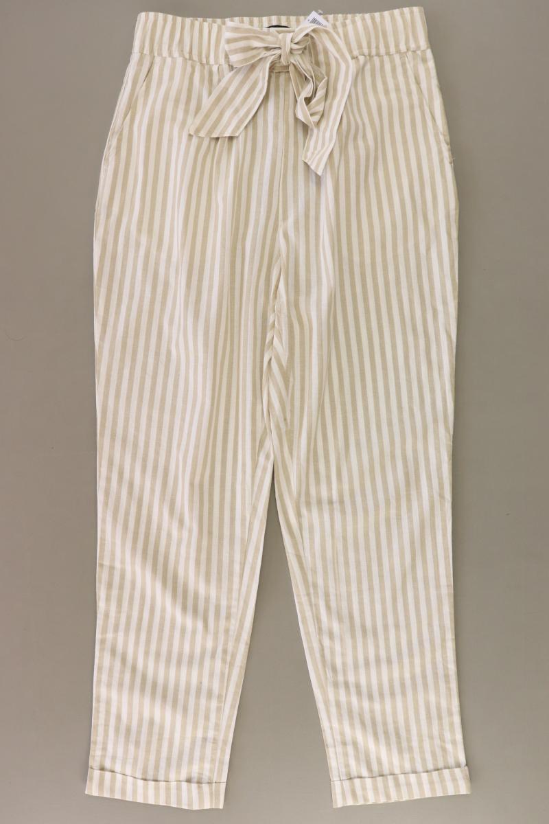 Zara Hose Gr. XS gestreift mit Gürtel creme aus Baumwolle