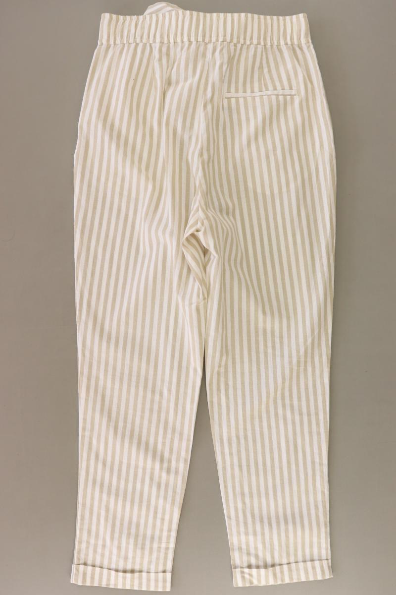 Zara Hose Gr. XS gestreift mit Gürtel creme aus Baumwolle