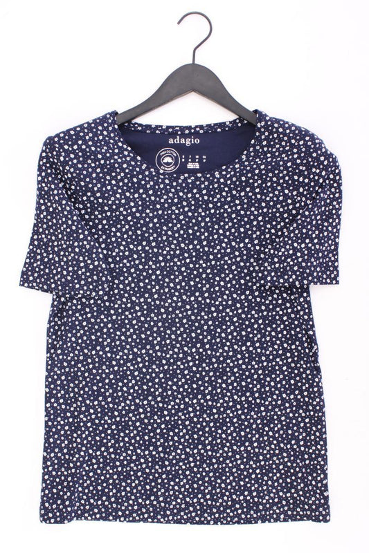 Adagio Printshirt Gr. 38 mit Blumenmuster neuwertig Kurzarm blau aus Baumwolle